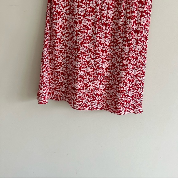 Brooks Brothers Red Floral V Neck Short Sleeve Swing Women Midi Dress SZ 8 - Picture 6 of 15